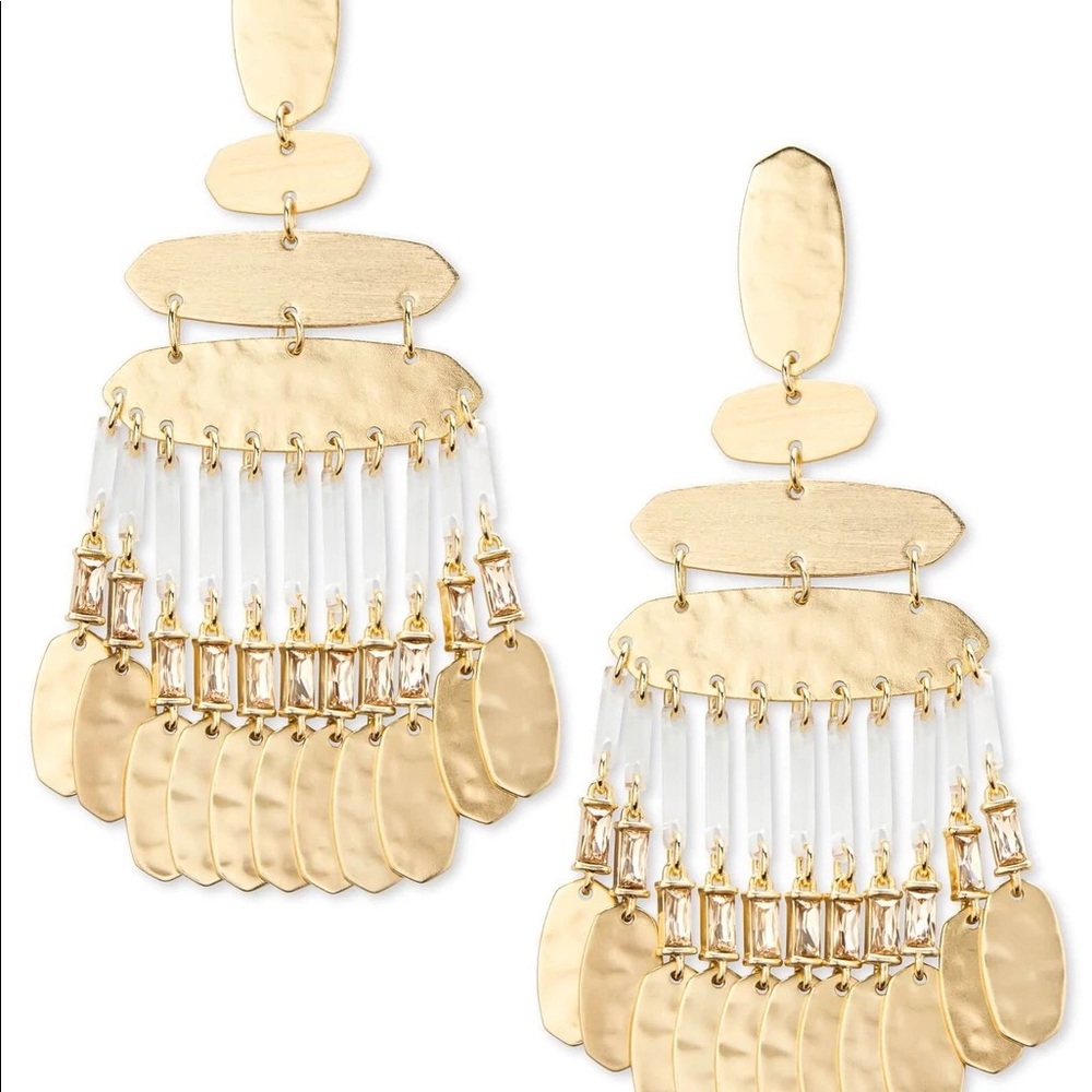 NWT Kendra Scott Nicola Gold Earrings - Picture 2 of 4
